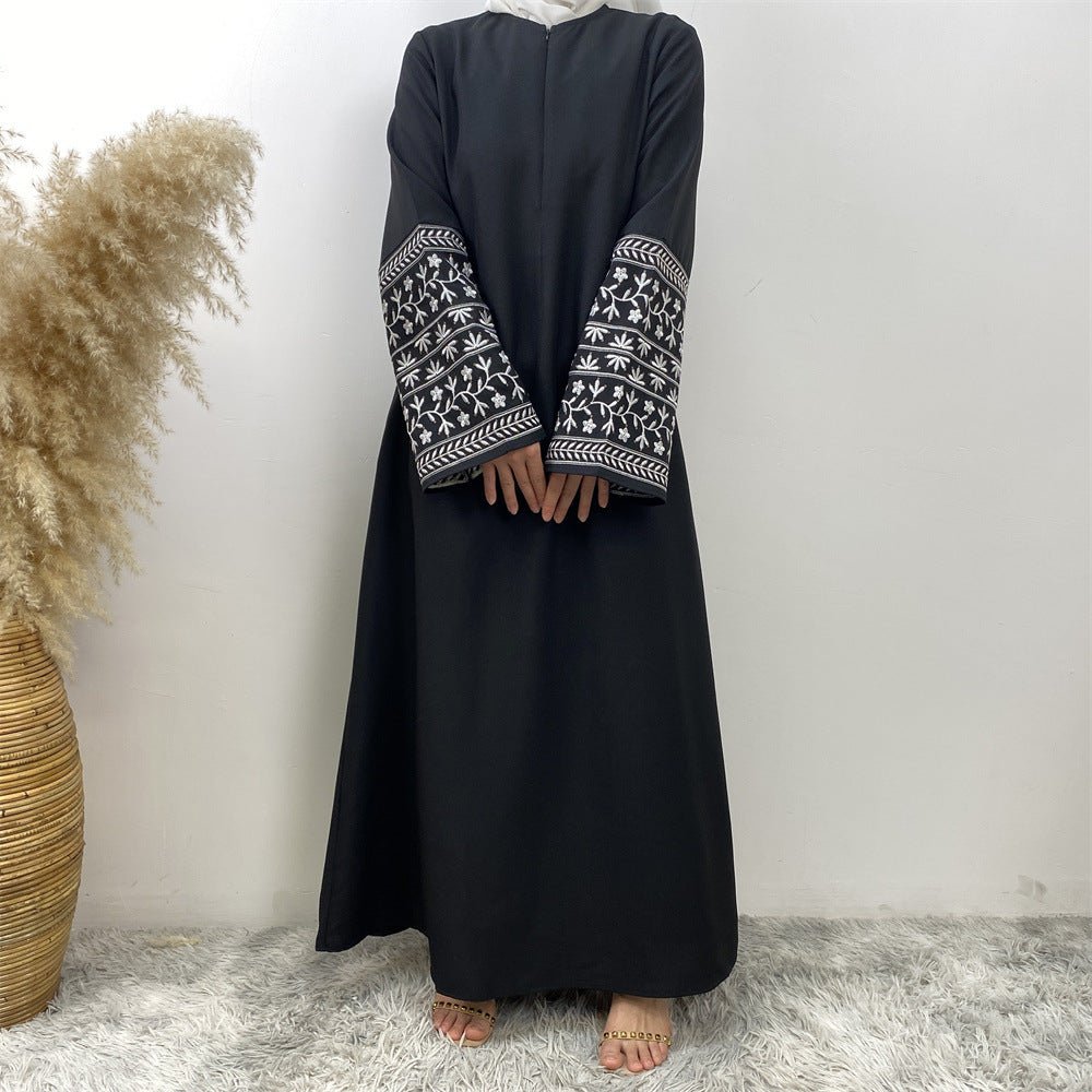 Embroidered Kimono Sleeve Abaya - Norah Collections Black Modest Elegant Abaya for Women