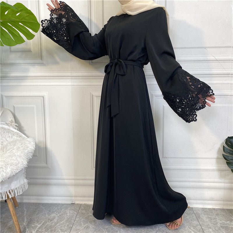Nida Lace Kimono Sleeve Abaya - Norah Collections Black Modest Elegant Abaya for Women