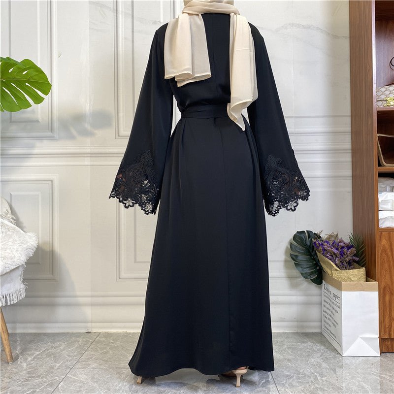 Nida Lace Kimono Sleeve Abaya - Norah Collections Black Modest Elegant Abaya for Women
