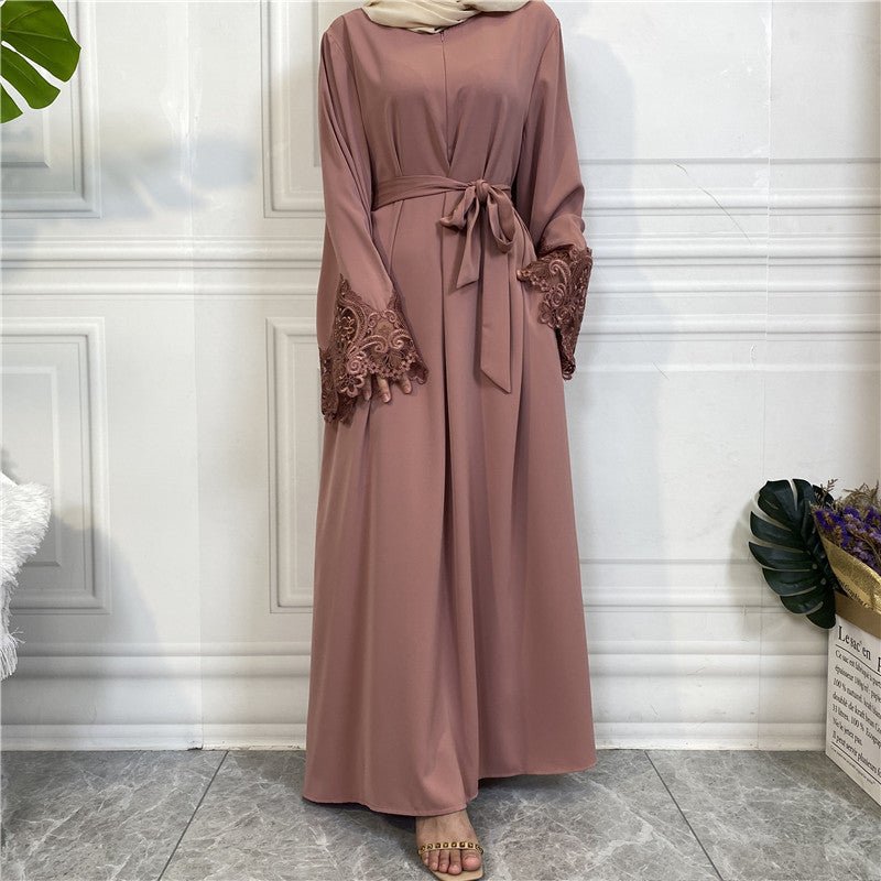 Nida Lace Kimono Sleeve Abaya - Norah Collections Pink Modest Elegant Abaya for Women