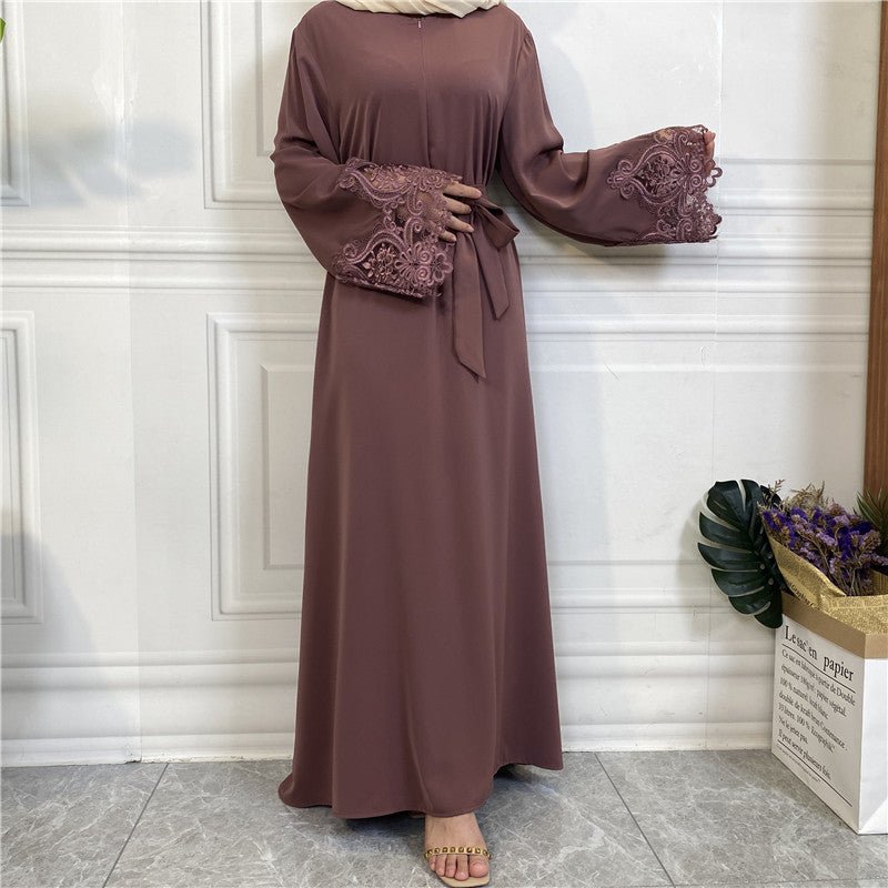 Nida Lace Kimono Sleeve Abaya - Norah Collections Purple Modest Elegant Abaya for Women