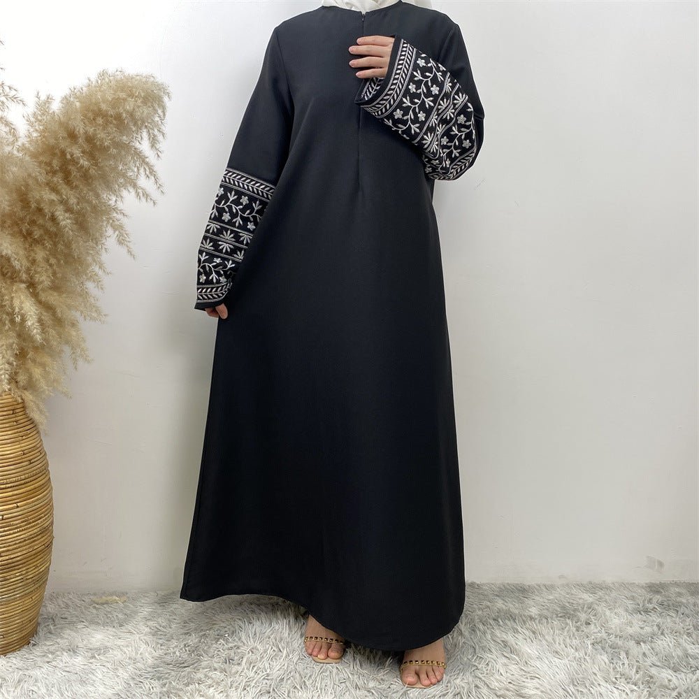 Embroidered Kimono Sleeve Abaya - Norah Collections Black Modest Elegant Abaya for Women
