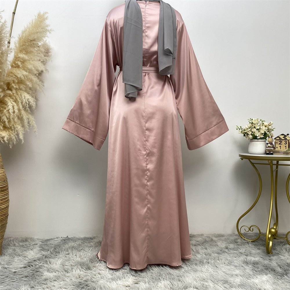 Satin Kimono Sleeve Abaya - Norah Collections Pink Modest Elegant Abaya for Women