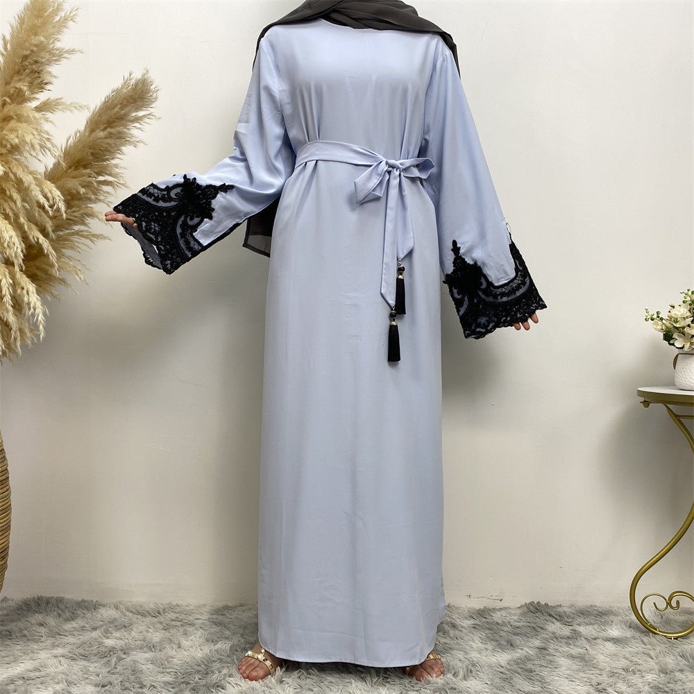 Lace Kimono Sleeve Abaya - Norah Collections Baby Blue Modest Elegant Abaya for Women