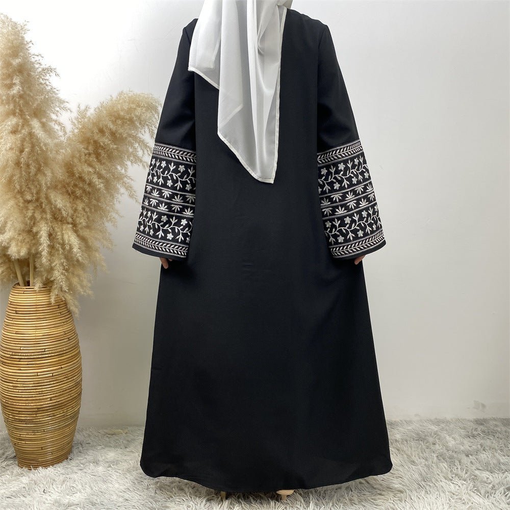 Embroidered Kimono Sleeve Abaya - Norah Collections Black Modest Elegant Abaya for Women