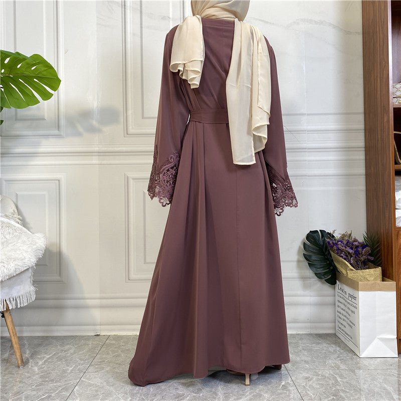 Nida Lace Kimono Sleeve Abaya - Norah Collections Purple Modest Elegant Abaya for Women
