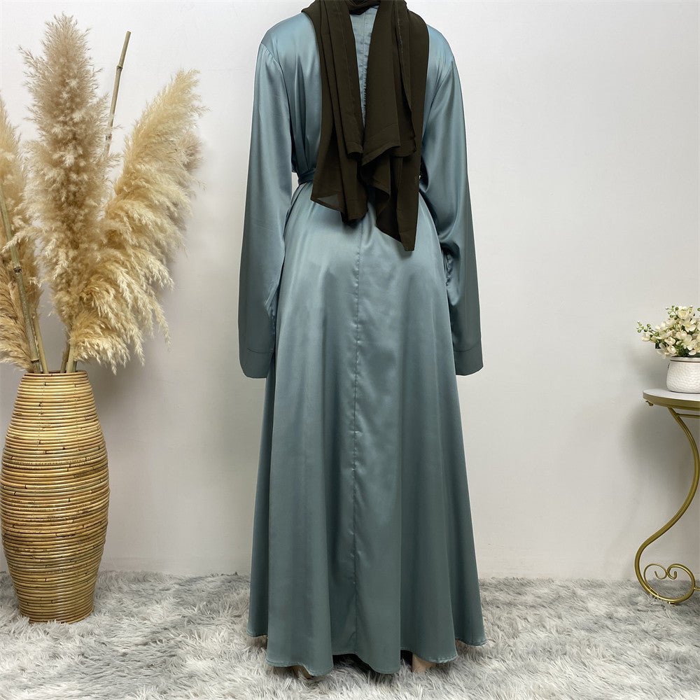 Satin Kimono Sleeve Abaya - Norah Collections Turquoise Modest Elegant Abaya for Women