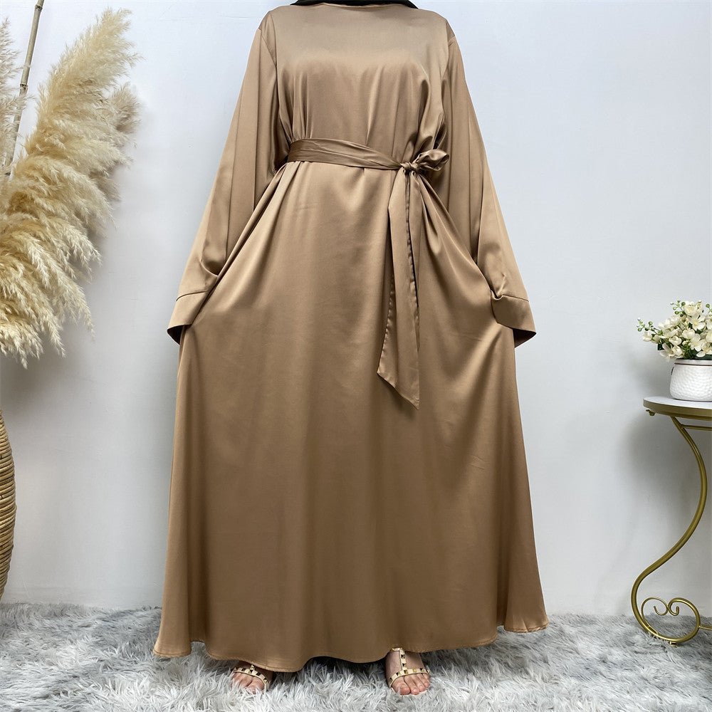 Satin Kimono Sleeve Abaya - Norah Collections Gold Modest Elegant Abaya for Women