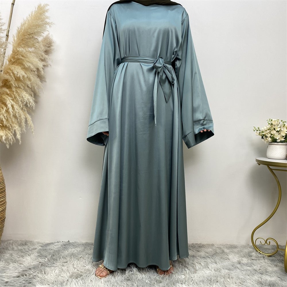 Satin Kimono Sleeve Abaya - Norah Collections Turquoise Modest Elegant Abaya for Women
