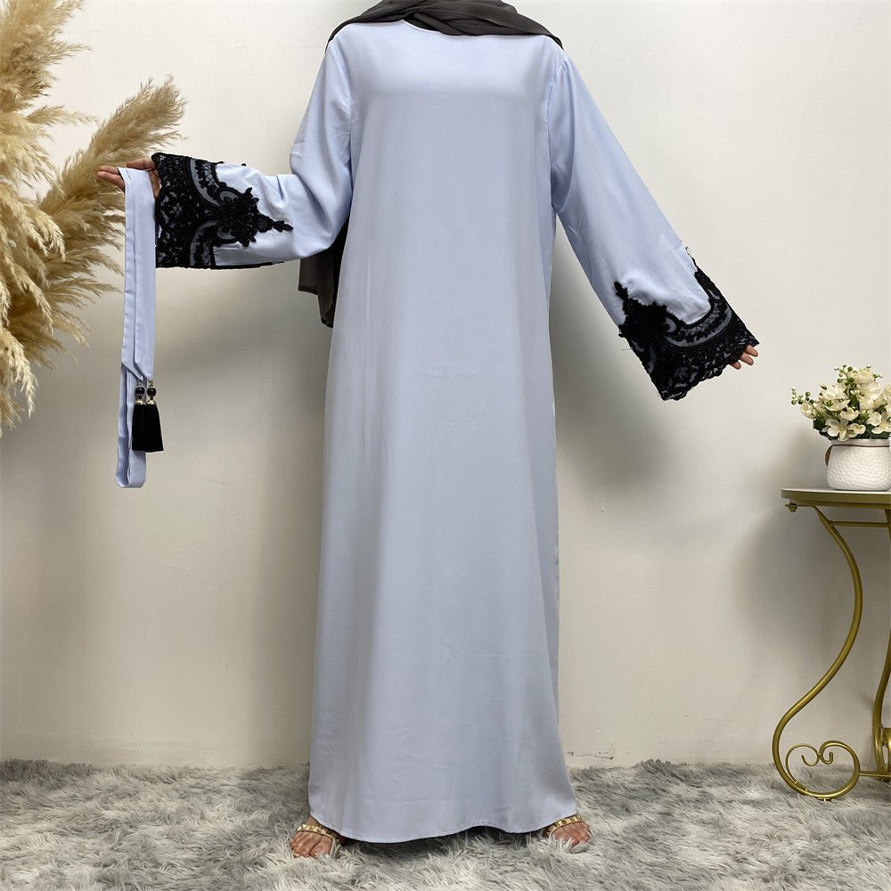 Lace Kimono Sleeve Abaya - Norah Collections Baby Blue Modest Elegant Abaya for Women