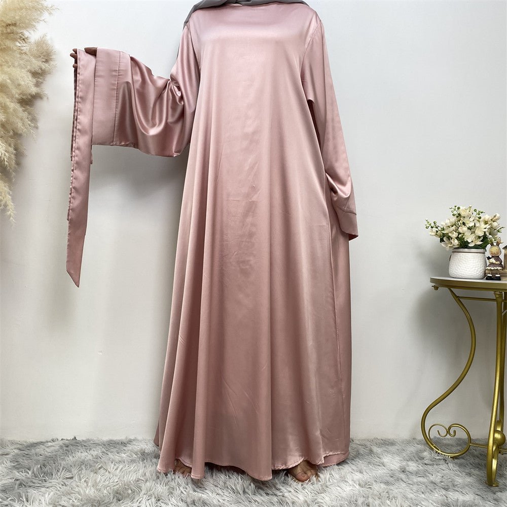 Satin Kimono Sleeve Abaya - Norah Collections Pink Modest Elegant Abaya for Women