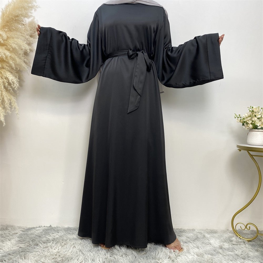 Satin Kimono Sleeve Abaya - Norah Collections Black Modest Elegant Abaya for Women