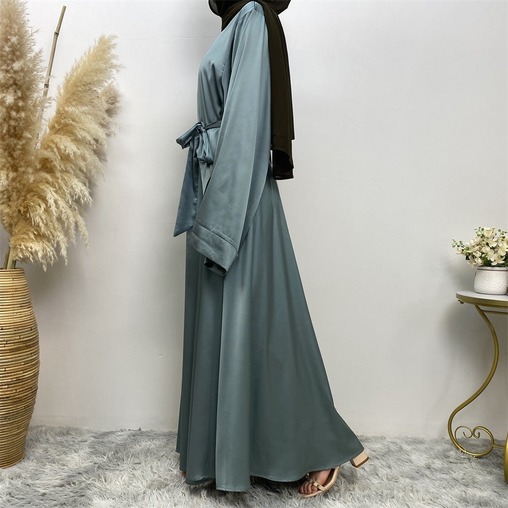 Satin Kimono Sleeve Abaya - Norah Collections Turquoise Modest Elegant Abaya for Women