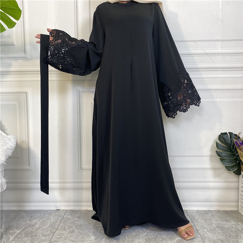 Nida Lace Kimono Sleeve Abaya - Norah Collections Coffee Modest Elegant Abaya for Women