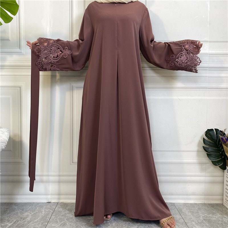 Nida Lace Kimono Sleeve Abaya - Norah Collections Purple Modest Elegant Abaya for Women