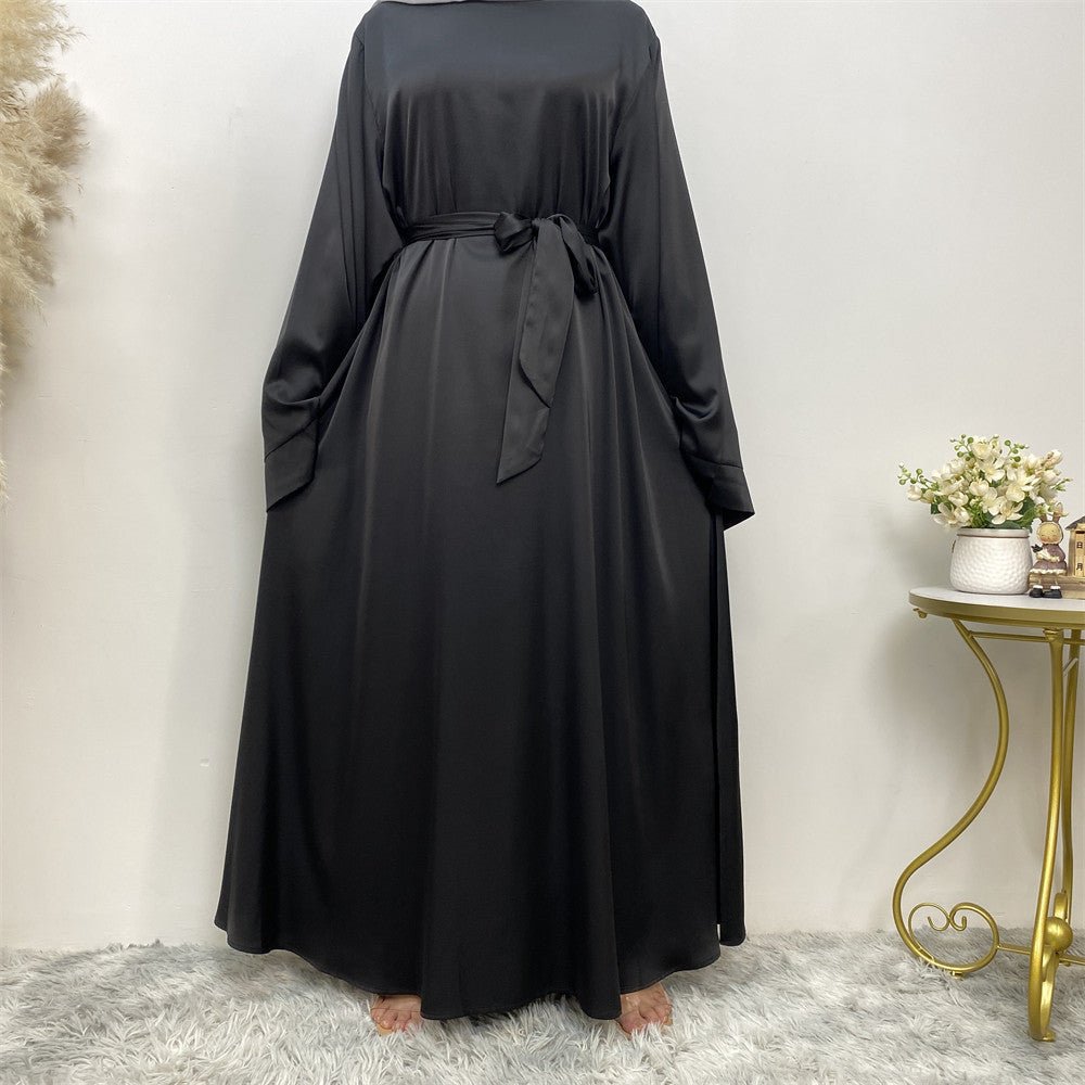 Satin Kimono Sleeve Abaya - Norah Collections Black Modest Elegant Abaya for Women