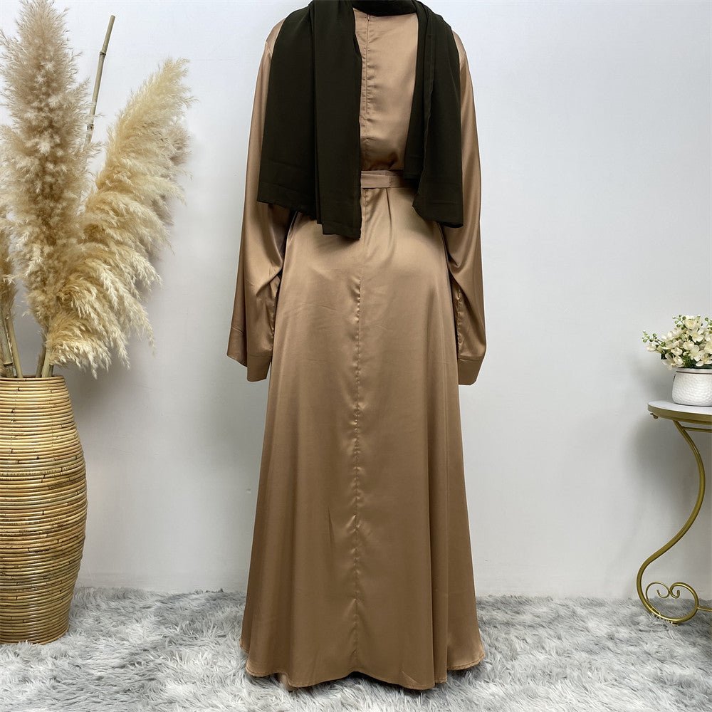 Satin Kimono Sleeve Abaya - Norah Collections Gold Modest Elegant Abaya for Women