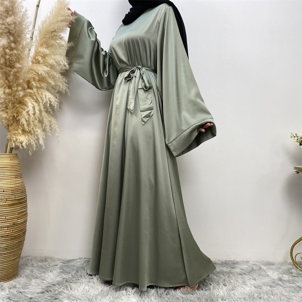 Satin Kimono Sleeve Abaya - Norah Collections Mint Modest Elegant Abaya for Women