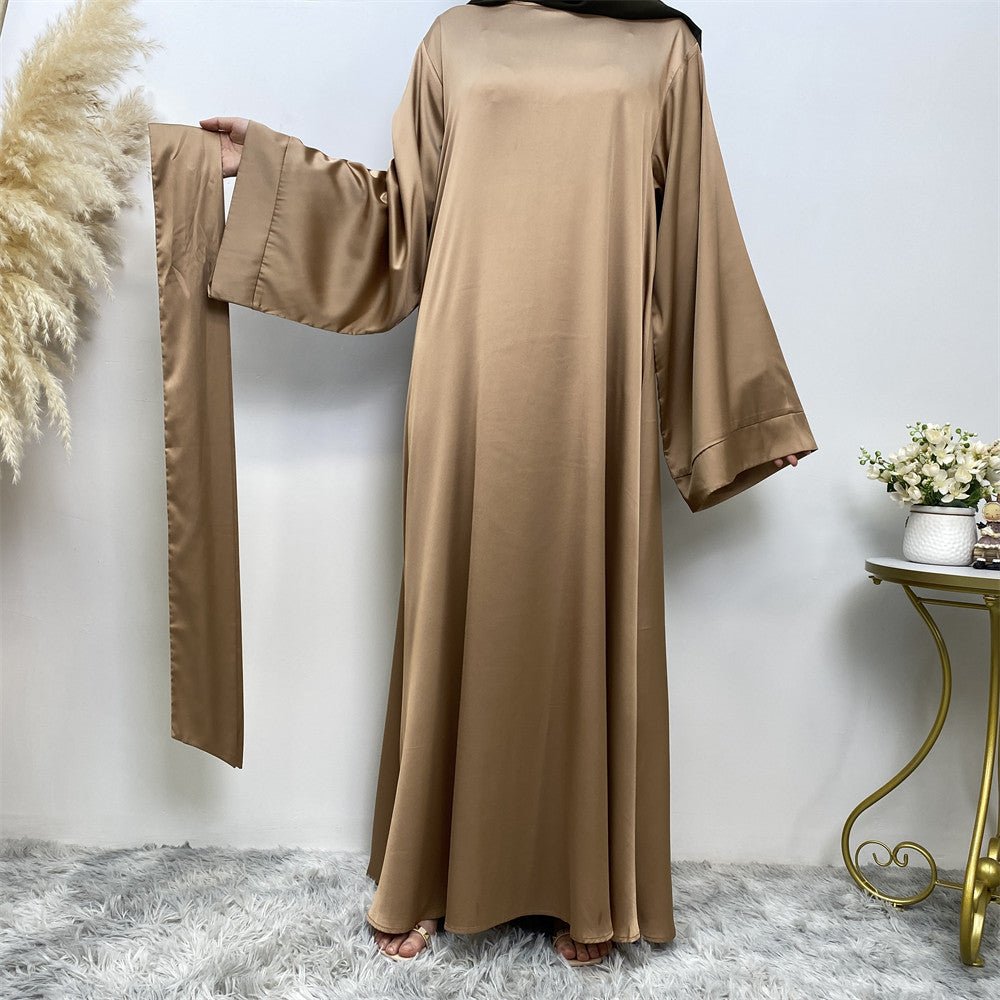Satin Kimono Sleeve Abaya - Norah Collections Gold Modest Elegant Abaya for Women