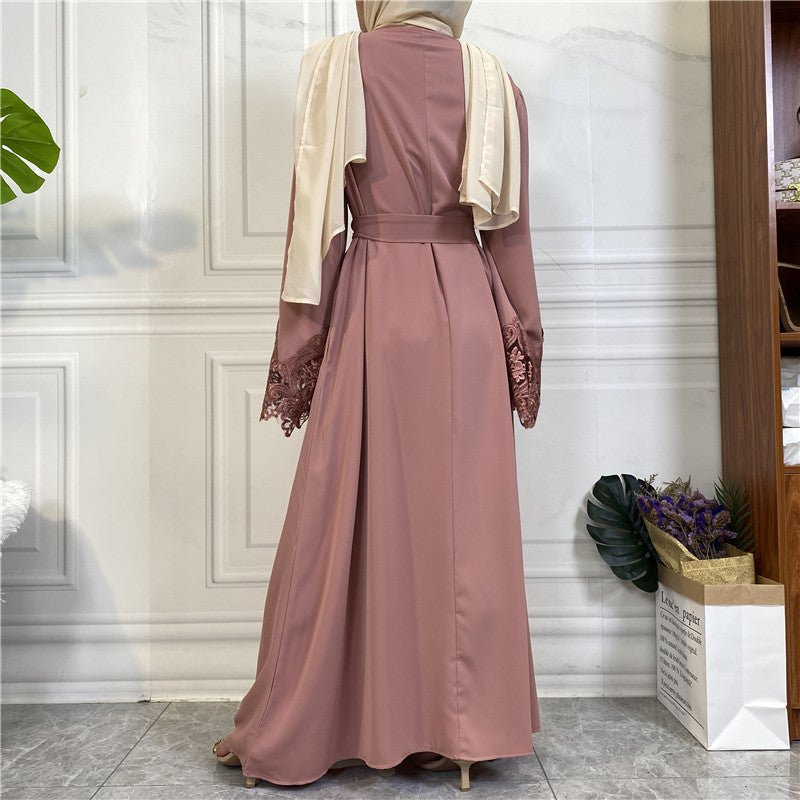 Nida Lace Kimono Sleeve Abaya - Norah Collections Pink Modest Elegant Abaya for Women