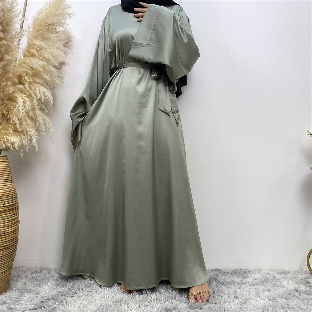 Satin Kimono Sleeve Abaya - Norah Collections Mint Modest Elegant Abaya for Women