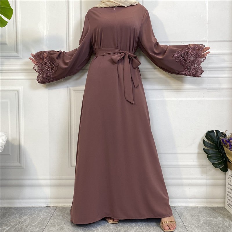 Nida Lace Kimono Sleeve Abaya - Norah Collections Purple Modest Elegant Abaya for Women