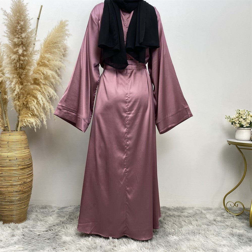 Satin Kimono Sleeve Abaya - Norah Collections Purple Modest Elegant Abaya for Women