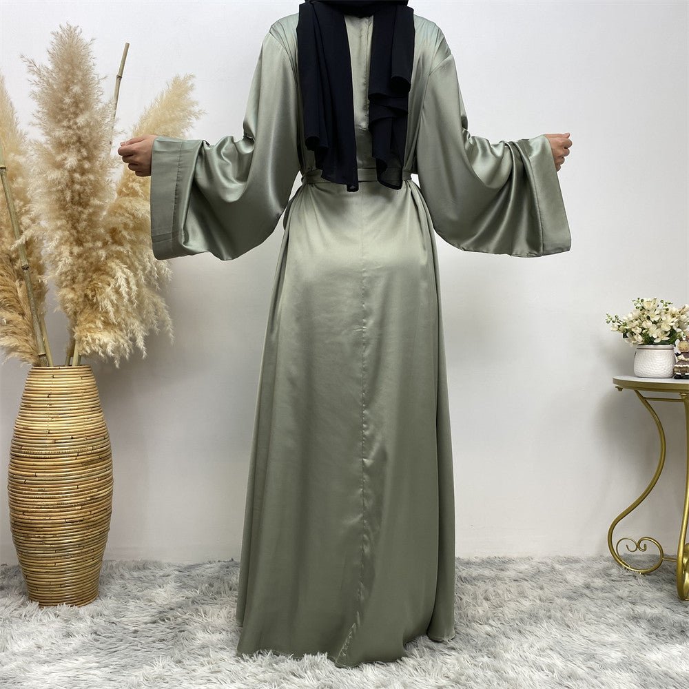 Satin Kimono Sleeve Abaya - Norah Collections Mint Modest Elegant Abaya for Women