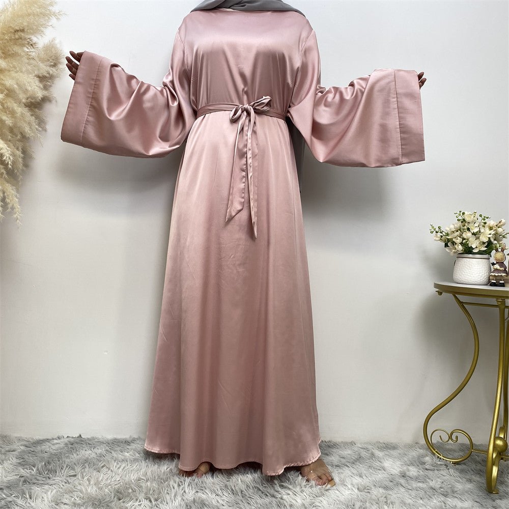 Satin Kimono Sleeve Abaya - Norah Collections Pink Modest Elegant Abaya for Women