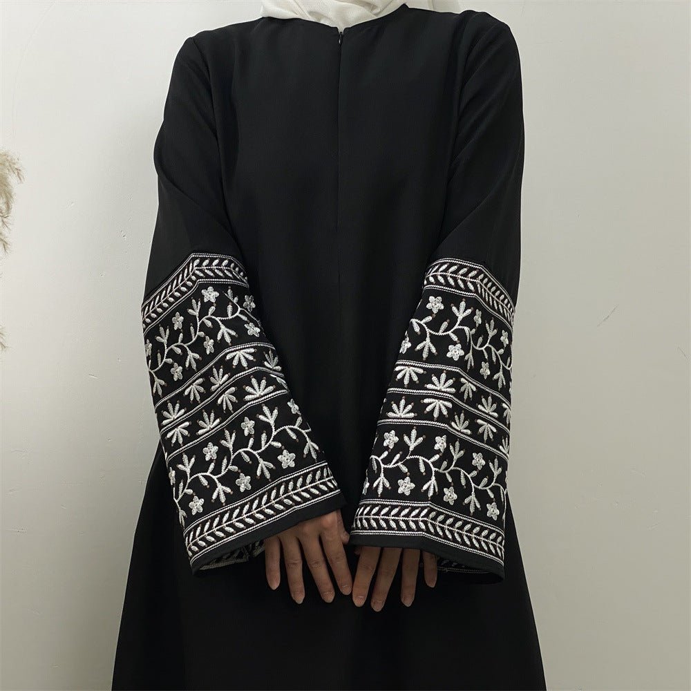 Embroidered Kimono Sleeve Abaya - Norah Collections Black Modest Elegant Abaya for Women