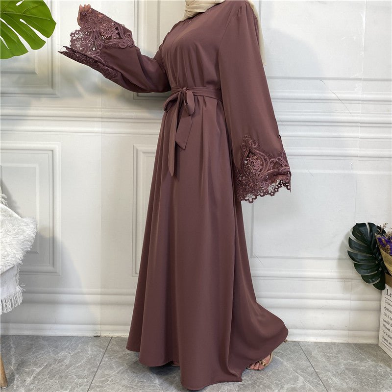 Nida Lace Kimono Sleeve Abaya - Norah Collections Purple Modest Elegant Abaya for Women