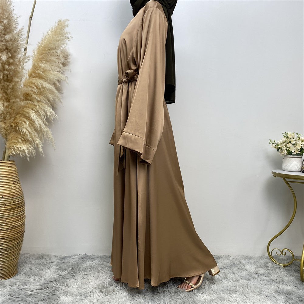 Satin Kimono Sleeve Abaya - Norah Collections Gold Modest Elegant Abaya for Women