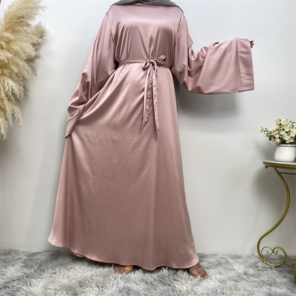 Satin Kimono Sleeve Abaya - Norah Collections Pink Modest Elegant Abaya for Women