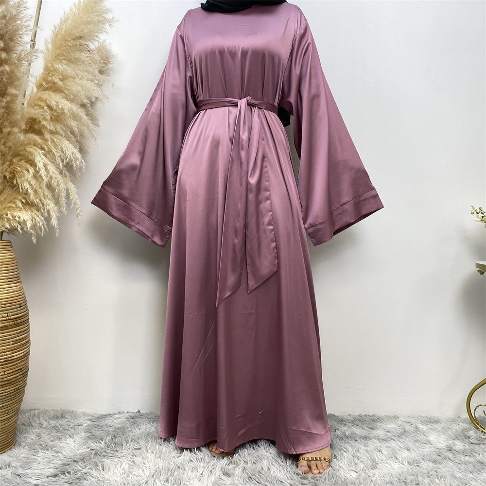 Satin Kimono Sleeve Abaya - Norah Collections Purple Modest Elegant Abaya for Women