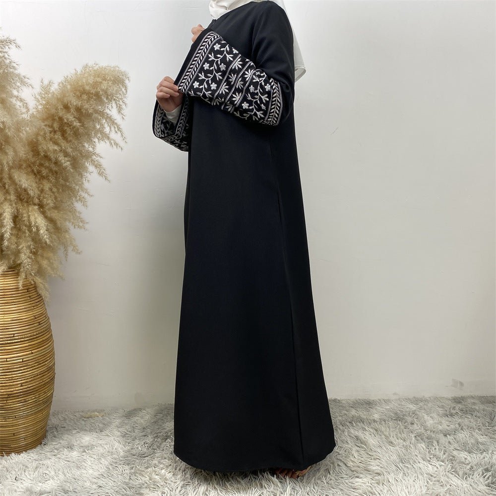 Embroidered Kimono Sleeve Abaya - Norah Collections Black Modest Elegant Abaya for Women