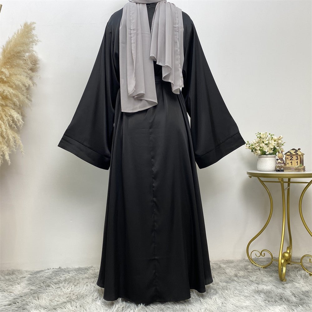 Satin Kimono Sleeve Abaya - Norah Collections Black Modest Elegant Abaya for Women