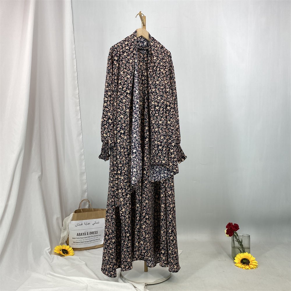 
                  
                    Floral Hooded Front-Zip Abaya in Beige - Modest Abaya with Floral Print and Zipper Closure
                  
                