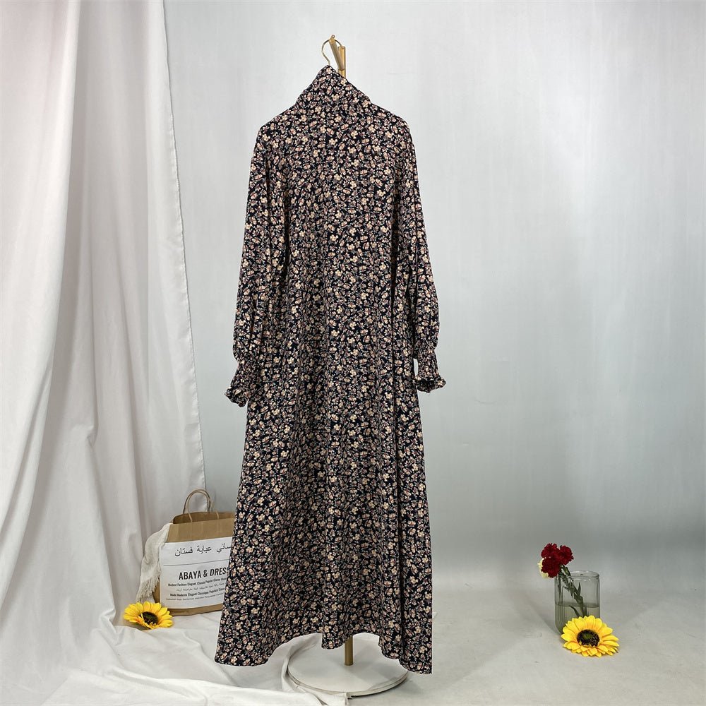 
                  
                    Floral Hooded Front-Zip Abaya in Beige - Modest Abaya with Floral Print and Zipper Closure
                  
                