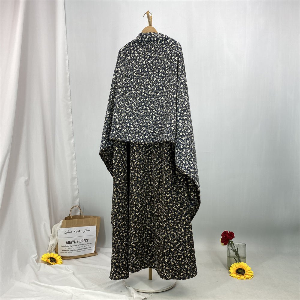
                  
                    Floral Hooded Front-Zip Abaya in Black - Modest Abaya with Floral Print and Zipper Closure
                  
                