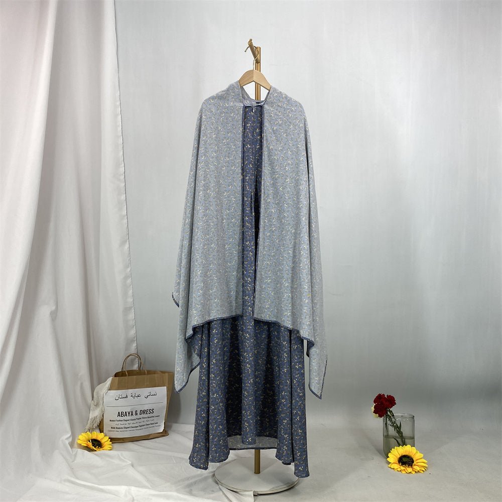 
                  
                    Floral Hooded Front-Zip Abaya in Gray - Modest Abaya with Floral Print and Zipper Closure
                  
                