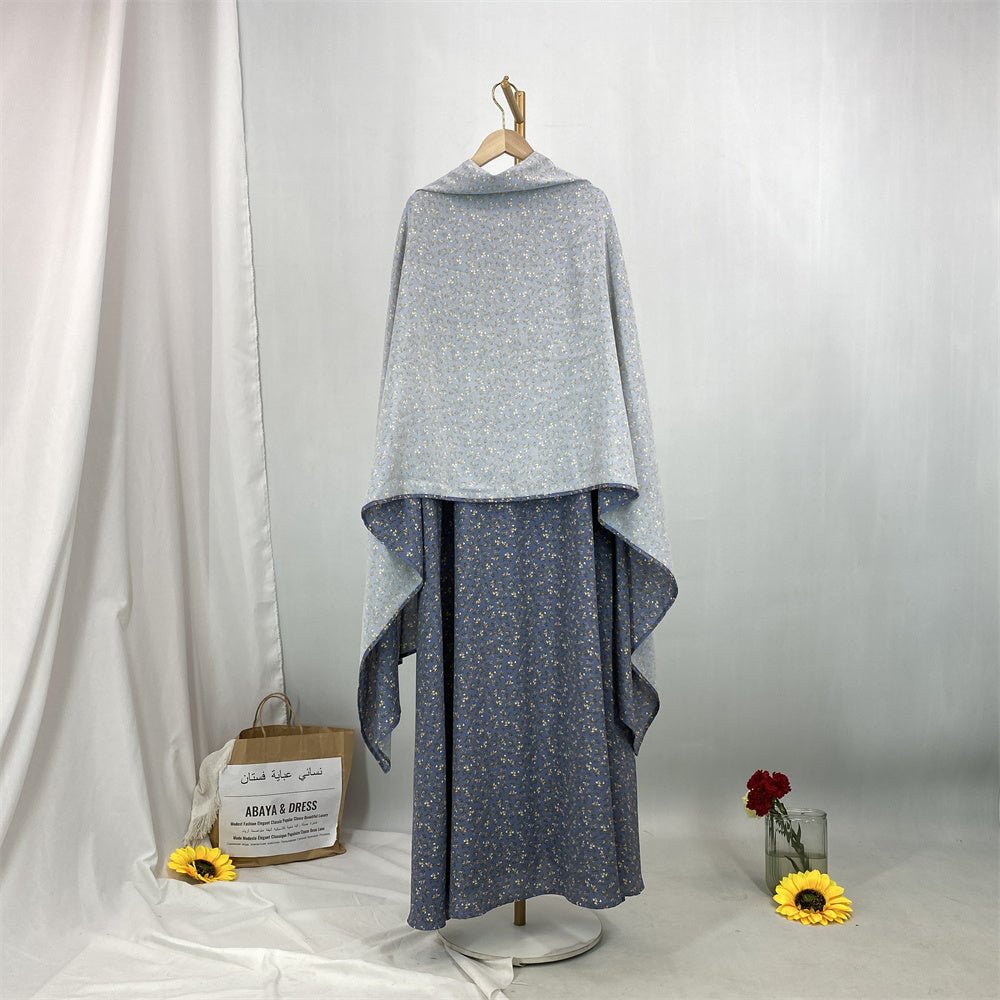 
                  
                    Floral Hooded Front-Zip Abaya in Gray - Modest Abaya with Floral Print and Zipper Closure
                  
                