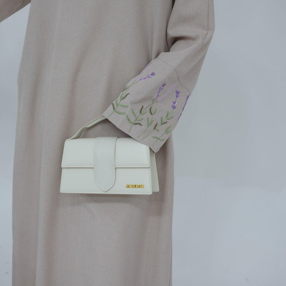
                  
                    Casual Embroidered Linen Abaya - Norah Collections Lavendel Modest Elegant Abaya for Women
                  
                