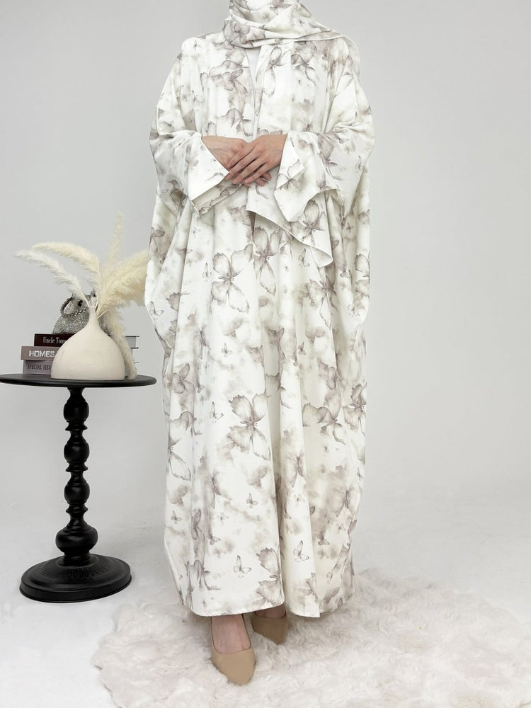 CL61 Exquisite Printed Abayas for Muslim Women - Butterfly, Floral & Painting Styles, Sizes S - XL - Norah Collections Butterflies Modest Elegant Abaya for Women