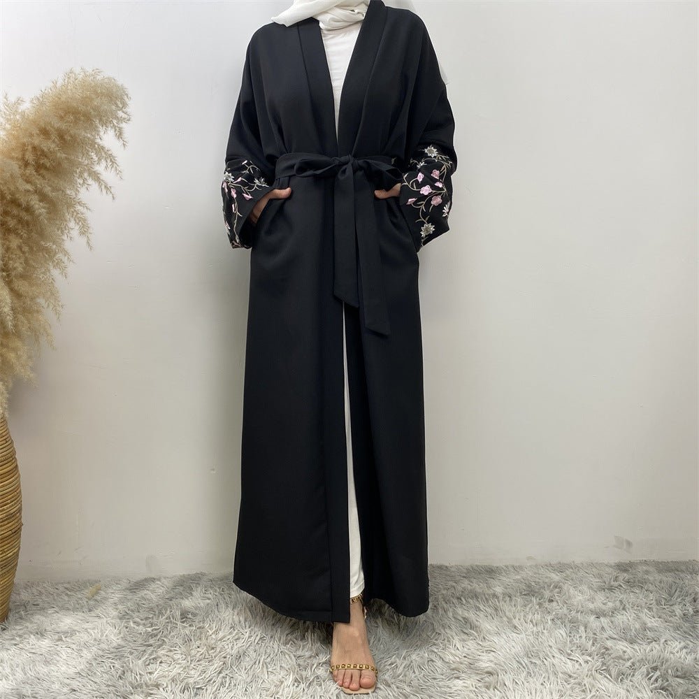 
                  
                    Embroidered Open Kimono Sleeve Abaya - Norah Collections Black Modest Elegant Abaya for Women
                  
                