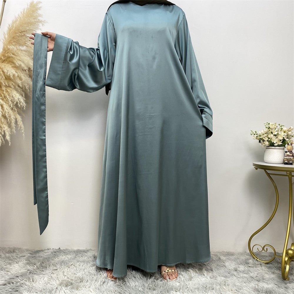 Satin Kimono Sleeve Abaya - Norah Collections Turquoise Modest Elegant Abaya for Women