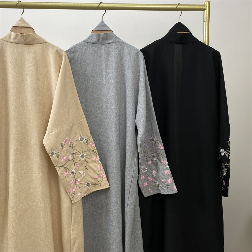 
                  
                    Embroidered Open Kimono Sleeve Abaya - Norah Collections Black Modest Elegant Abaya for Women
                  
                