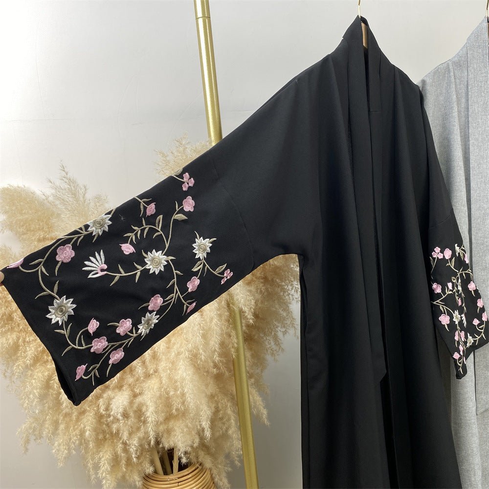 
                  
                    Embroidered Open Kimono Sleeve Abaya - Norah Collections Black Modest Elegant Abaya for Women
                  
                