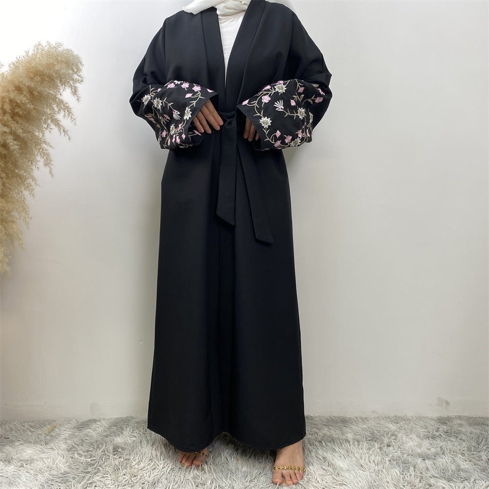 
                  
                    Embroidered Open Kimono Sleeve Abaya - Norah Collections Black Modest Elegant Abaya for Women
                  
                