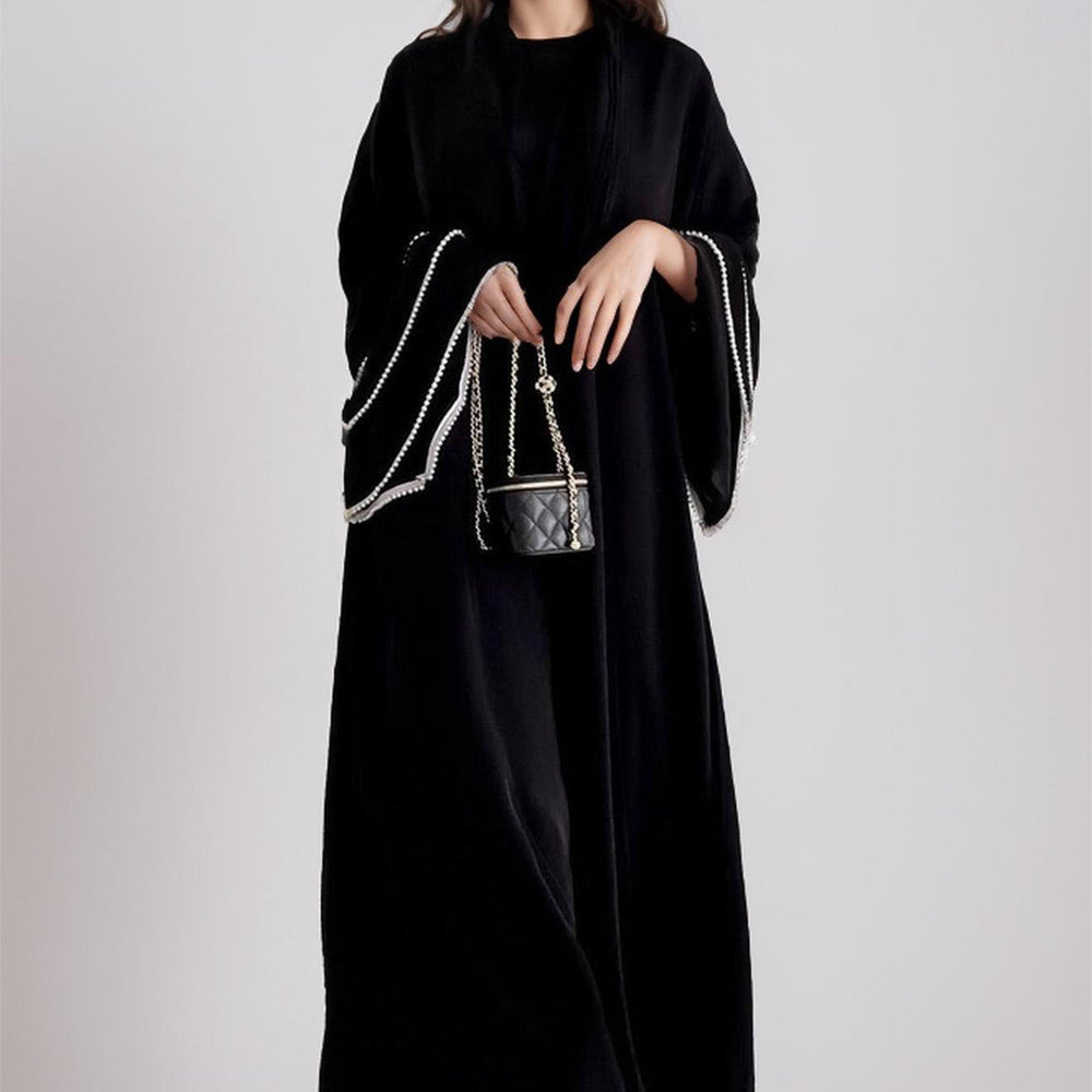 Luxury Pearl Sleeve Abaya - Norah Collections Black Modest Elegant Abaya for Women