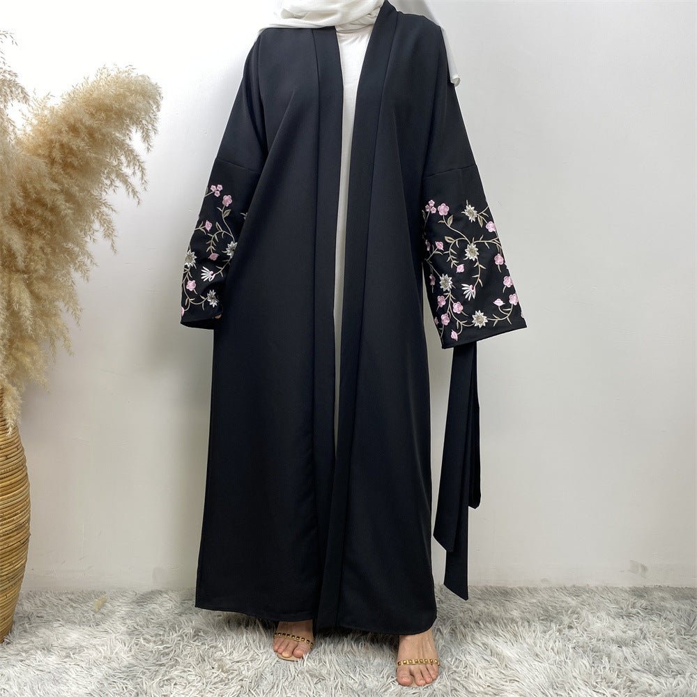 
                  
                    Embroidered Open Kimono Sleeve Abaya - Norah Collections Black Modest Elegant Abaya for Women
                  
                